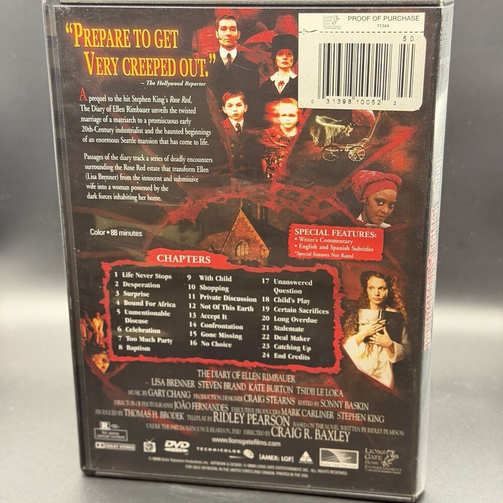 The Diary of Ellen Rimbauer DVD Lisa Brenner R Lions Gate 88 Min Subtitles - Picture 3 of 4